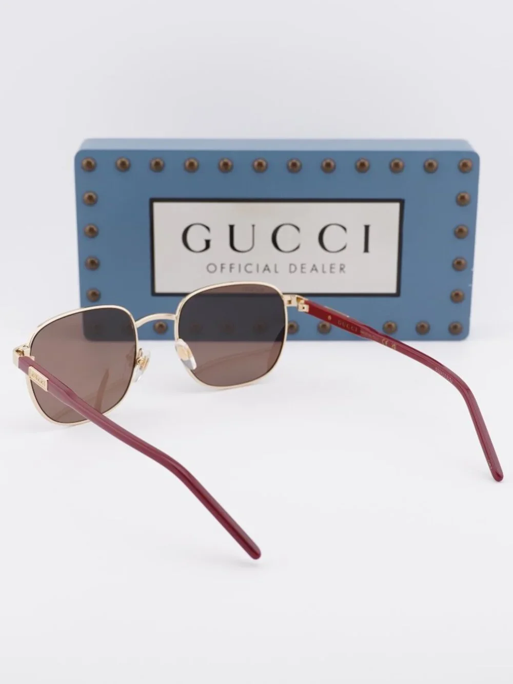 Gucci GG1799S 004 Square Sunglasses - Gold/Burgundy / Brown